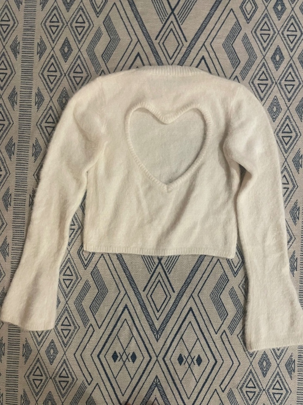 Heart cut out bell sleeve crop sweater white More to Come xs